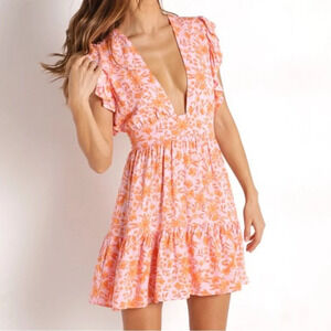 STILLWATER Jessie Mini Dress Summer Sorbet Mini Dress Floral Print Size Small